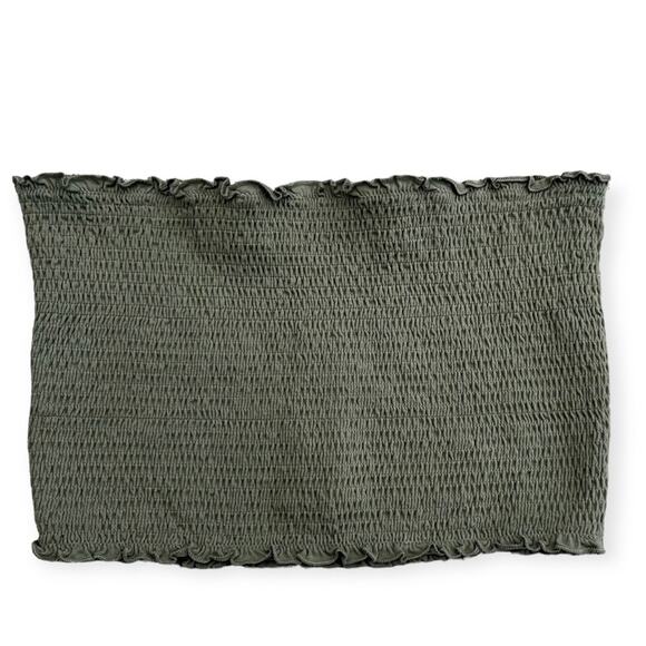 PINK Victoria's Secret Tops - PINK Victoria's Secret Army Green Smocked Tube Top Casual Basic Size Medium